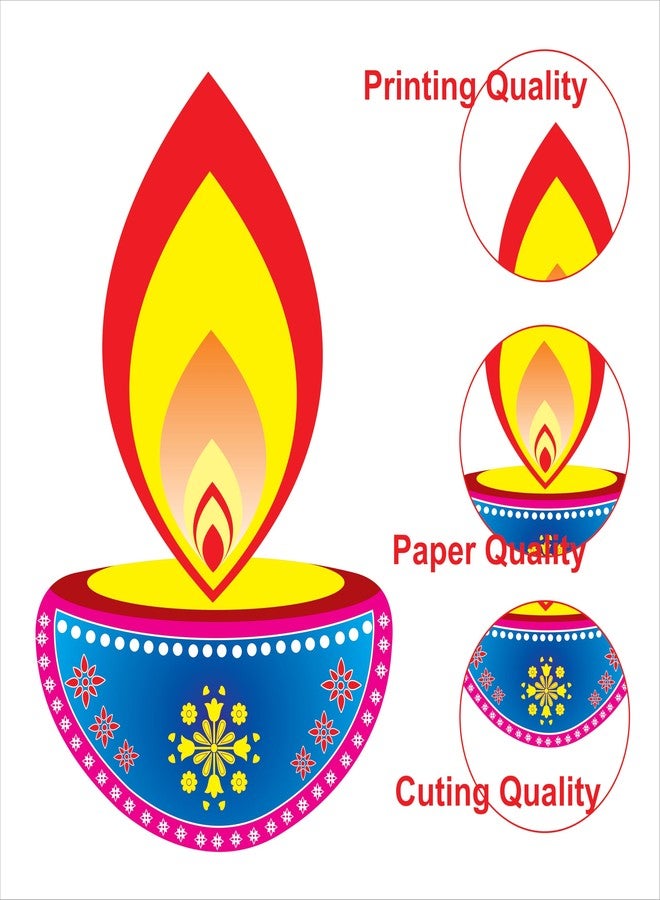 Creative Props Diwali Decorative Paper Diyas (Set of 10) - 9.1 x 9.1 Inches | Hanging & Wall Pasting Festive Décor for Home, Office, School, Parties & Events (10, Diya) - Image 3